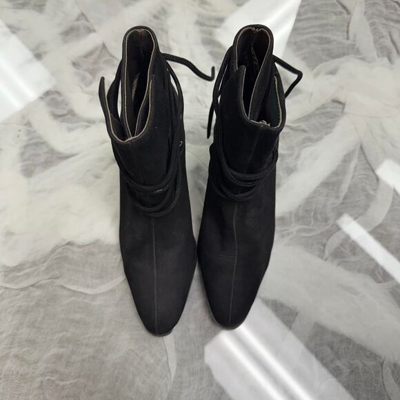 Black Suede Ankle Boot Heels - Picture 2 of 4